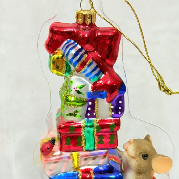 Vintage Charming Tails Glass Ornament "Stacks Of Joy" by Fitz & Floyd - Picture 4 of 8